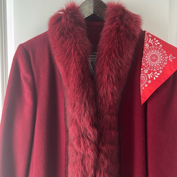 Marvin Richards lambs wool Fox Fur long coat - Picture 16 of 16